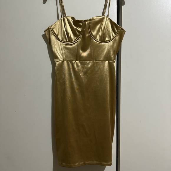 Dresses | Gold Bustier Corset Mini Dress | Poshmark
